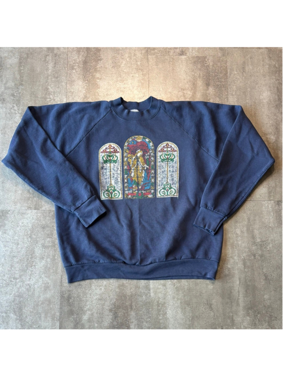 Fruit of the Loom Other - Vintage Stain Glass Christian Sweater Mens XL Jesus Bible Mary